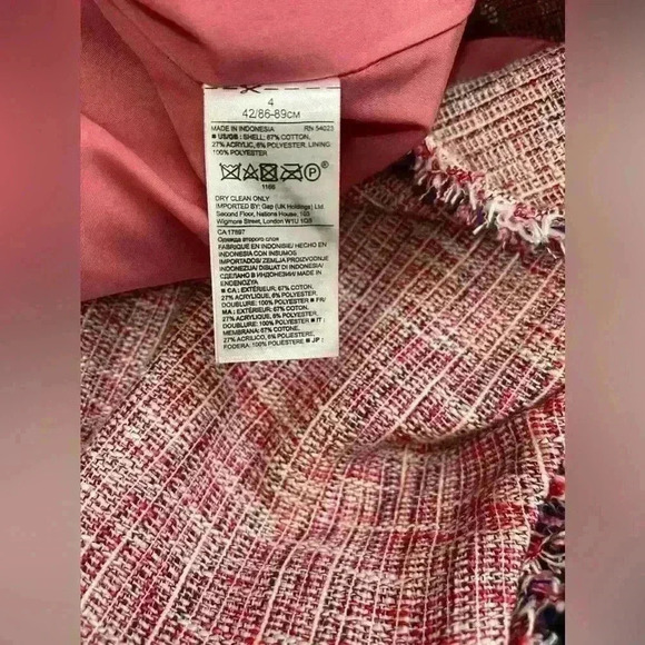 Banana Republic Pink Tweed Short Sleeve Fringed Sheath Dress Size 4 - Picture 4 of 5